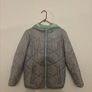 The North Face Gray Jacket with Teal Highlights